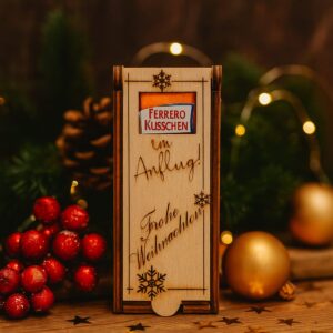 Ferrero Küsschen Holzbox – „Frohe Weihnachten“ Edition
