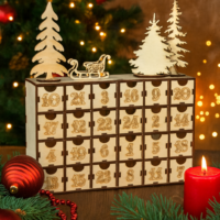 Holz-Adventskalender mit 24 Schubladen