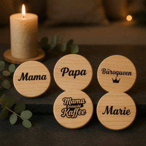 Personalisierte Holz-Untersetzer