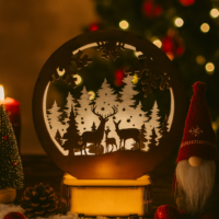 LED-Holzleuchte „Winterwald“