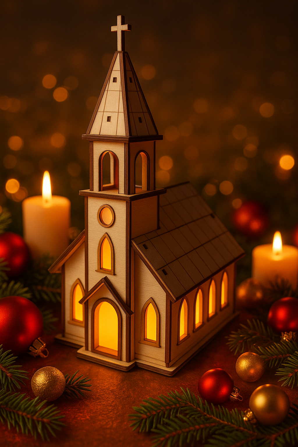 Kirche mit LED Teelicht