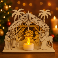 Holz-Krippe – festliche Weihnachtsdekoration