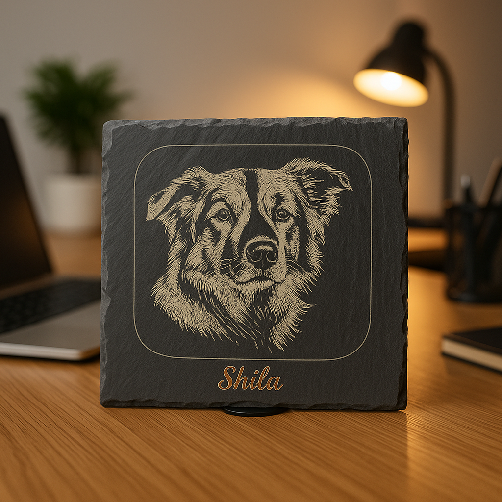 Personalisierte Schieferplatte mit Wunschmotiv