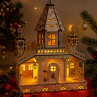 Weihnachts-Holzhaus mit LED