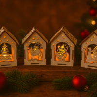 Teelichthäuser aus Holz – zum Stellen oder Aufhängen am Christbaum