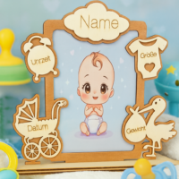 Personalisierter Baby-Bilderrahmen aus Holz