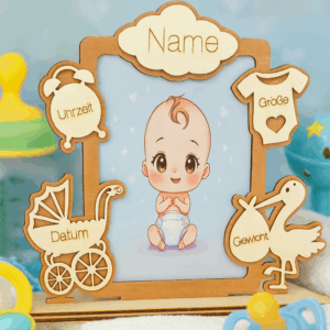 Personalisierter Baby-Bilderrahmen aus Holz