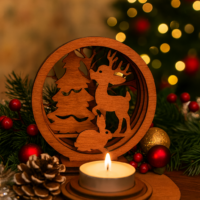 Holz-Teelichthalter „Winterwald“