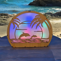 🌴 LED-Leuchtbild „Delfine am Strand“