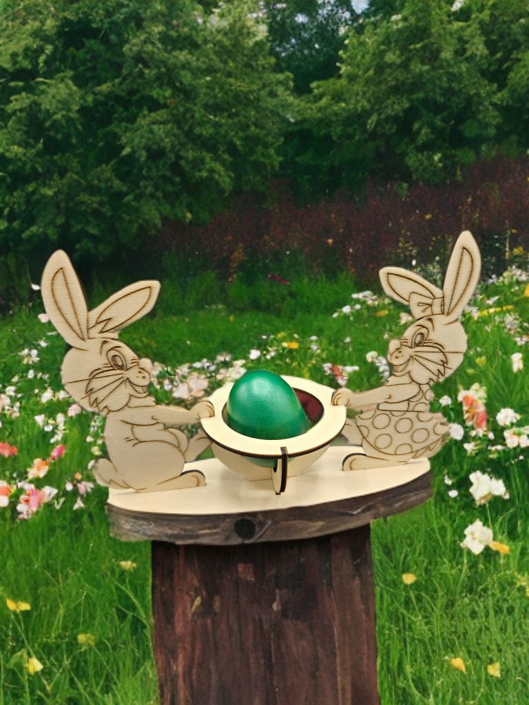 🐰🐰 Holz-Eierhalter „Zwei Osterhasen“