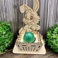 🐰 Holz-Eierhalter „Osterhase im Körbchen“