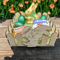🐰 Personalisiertes Holz-Osterkörbchen mit Hasenmotiv