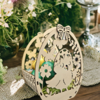 🐣 Holz-Osterkörbchen mit Kükenmotiv – ohne Inhalt