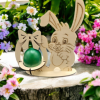 🐰 Holz-Eierhalter „Osterhase mit Schleifenrahmen“