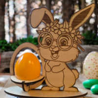 🐰 Holz-Osterhase „Blumenkranz“