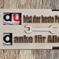 Werkzeug-Geschenkbox „Bist der beste Papa – Danke für Alles“  für 2 Duplo-Riegel